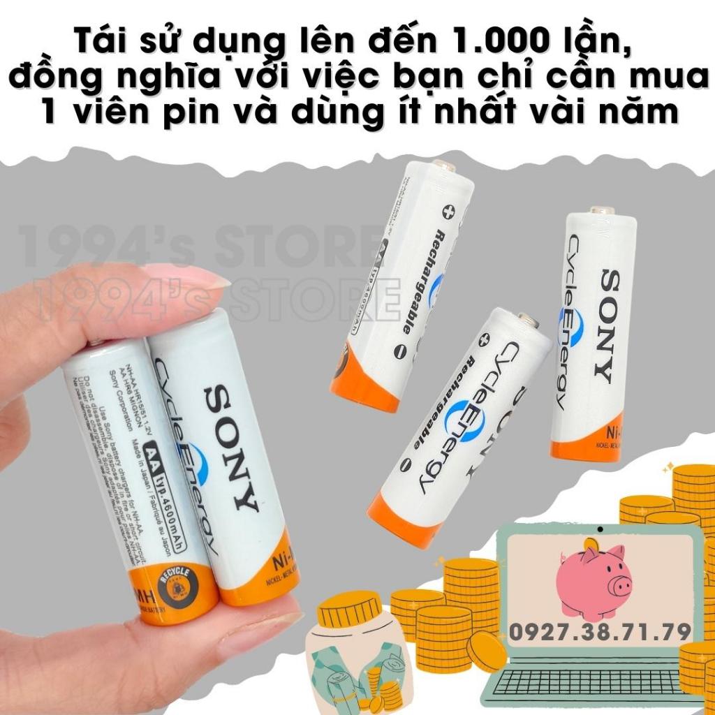 Bộ 4 viên Pin đũa sạc Sony AAA 4300mAh và Pin tiểu sạc Sony AA 4600mAh dùng cho Micro Karaoke, Remote Tivi, Máy lạnh...