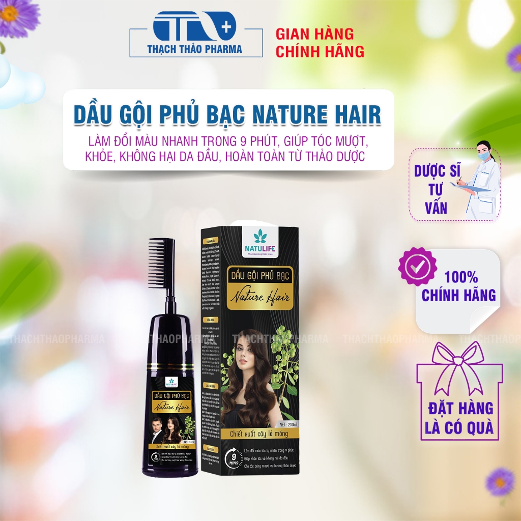 DẦU GỘI PHỦ BẠC NATURE HAIR - ĐẦU LƯỢC TIỆN DỤNG, LÊN MÀU NHANH, TÓC BÓNG MƯỢT - CHAI 200ML TIẾT KIỆM