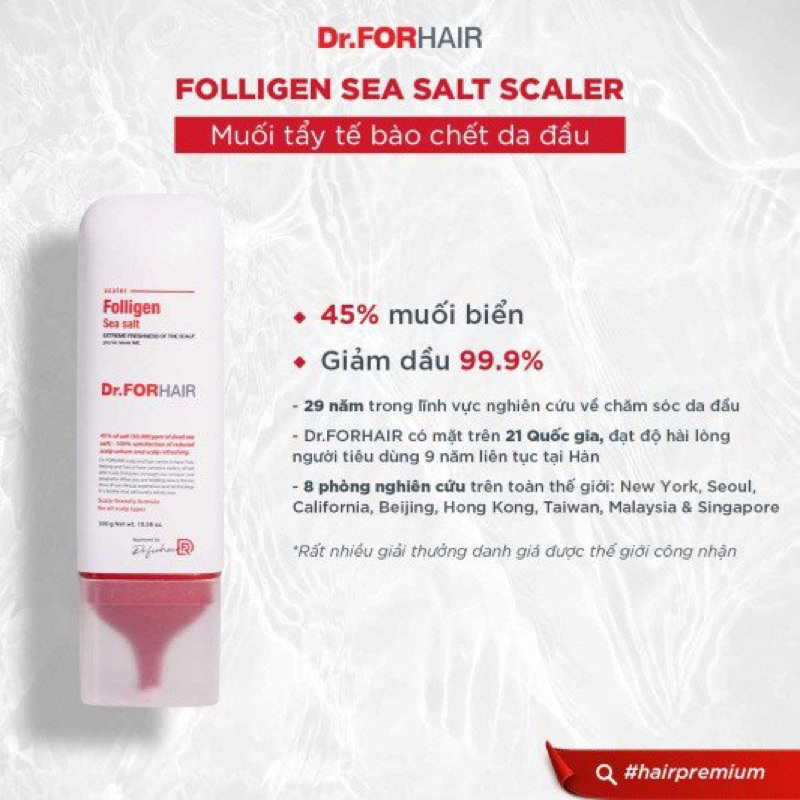 Muối tẩy tế bào chết da đầu, làm sạch da đầu Dr.FORHAIR Sea Salt Scaler
