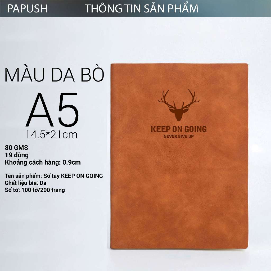 Sổ Tay Ghi Chép Bìa Da PU A5 360 Trang Mẫu Hươu Kẻ Ngang Vintage Vở Ghi Chú Có Gài Bút Làm Quà Tặng Sang Trọng Papush