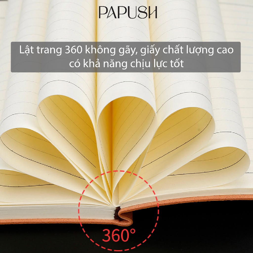 Sổ Tay Ghi Chép Bìa Da PU A5 360 Trang Mẫu Hươu Kẻ Ngang Vintage Vở Ghi Chú Có Gài Bút Làm Quà Tặng Sang Trọng Papush