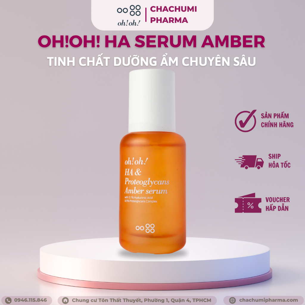 Tinh Chất Dưỡng Ẩm Chuyên Sâu oh!oh! HA Serum: amber 30ml