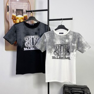 Áo thun cổ tròn, áo thun nam nữ tay ngắn in họa tiết loang, chất vải cotton mềm mịn thoáng mát