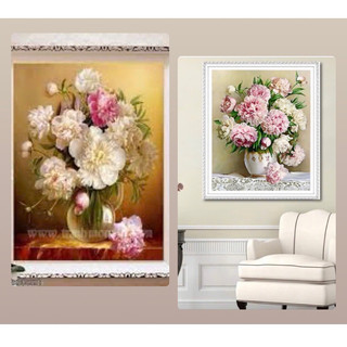 Tranh thêu chữ thập bình hoa kt 62 x80cm