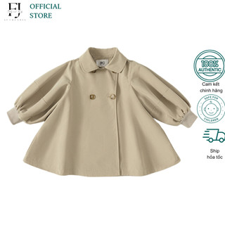 Áo khoác thu đông bé gái BABYCITY áo trendcoat nâu chất liệu cotton chính hãng size cho bé