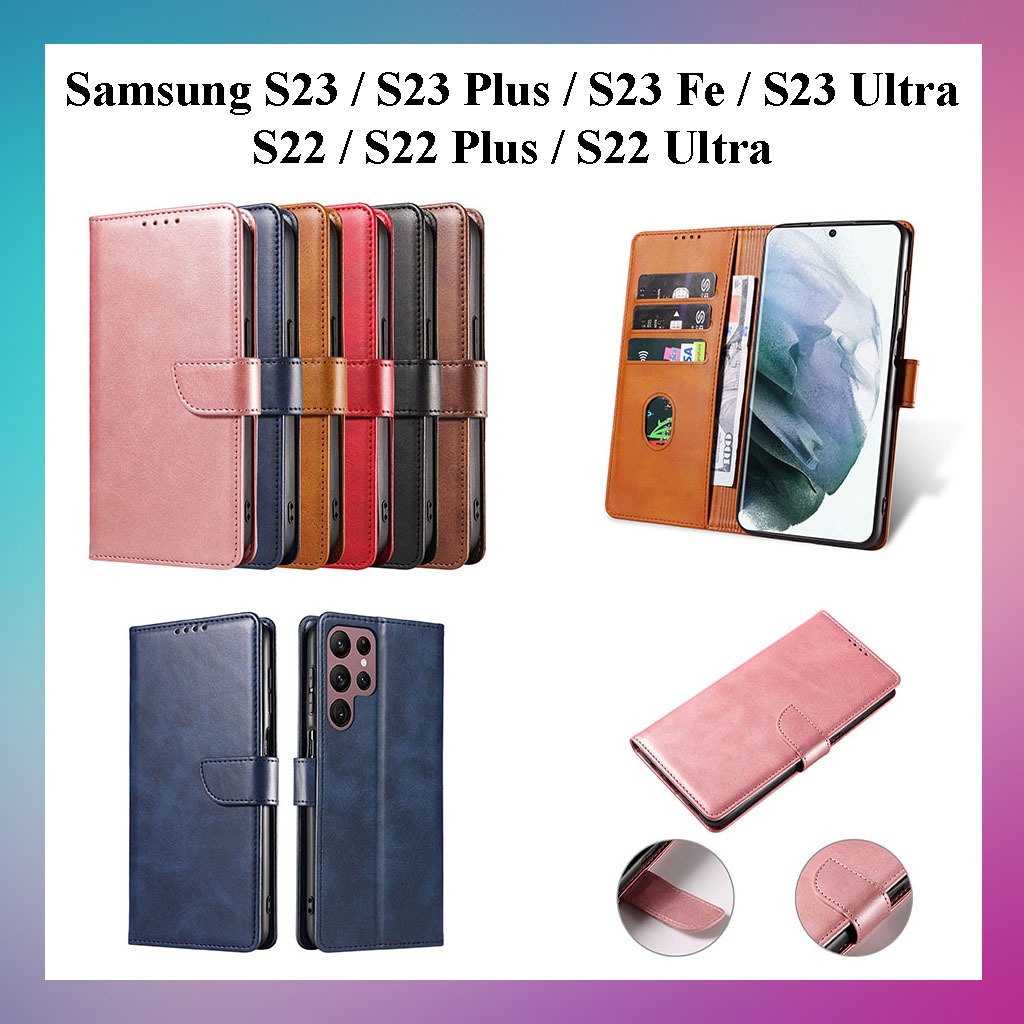 Bao da kiểu ví Samsung S23, S23 Plus, S23 FE, S23 Ultra, S22, S22 Plus, S22 FE, S22 Ultra, có ngăn đựng thẻ tiền