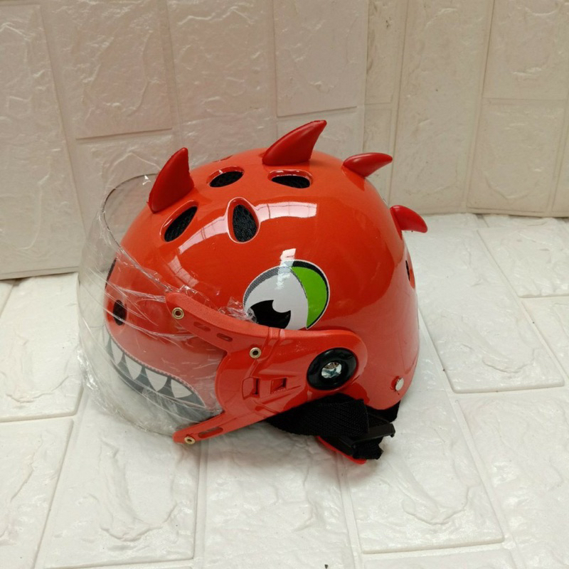 Mũ bảo hiểm trẻ con khủng long có kính che mặt mũ siêu cute cho bé