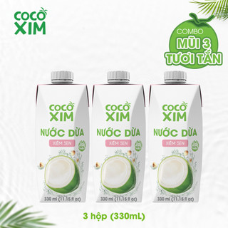 COMBO 3 MŨI TƯƠI TẮN-Dừa xiêm sen Cocoxim 330ml/hộp