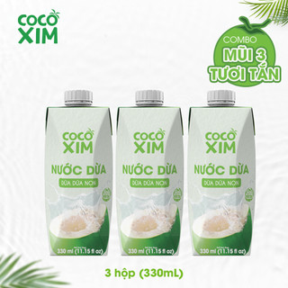 Combo 3 mũi tươi tắn-dừa dứa non cocoxim 330ml/hộp
