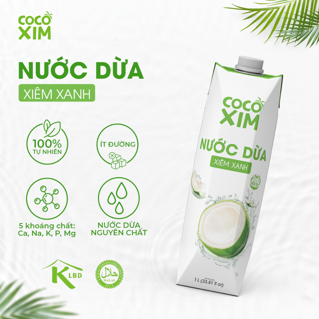 COMBO 3 MŨI TƯƠI TẮN-Dừa xiêm xanh Cocoxim 1000ml/hộp