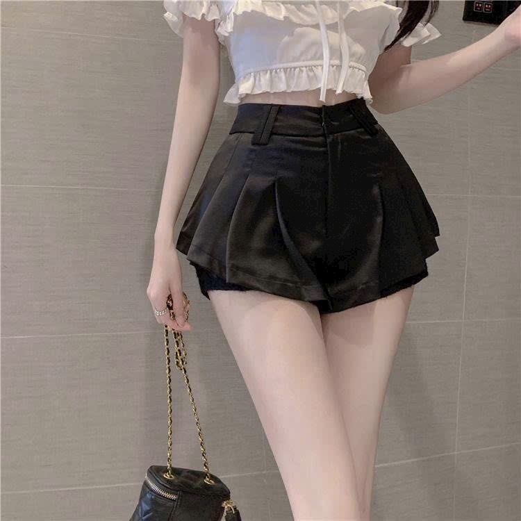 Quần short nữ lưng cao viền ren gợi cảm. quần giả váy xếp ly sexy