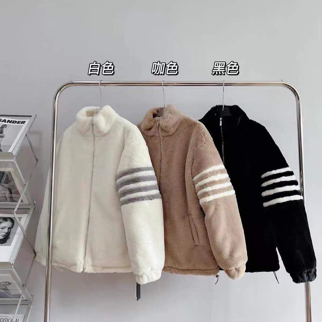 Áo Khoác Thom , Áo Khoác Lông Cừu Dây Kéo Khoá Form Unisex Nam Nữ