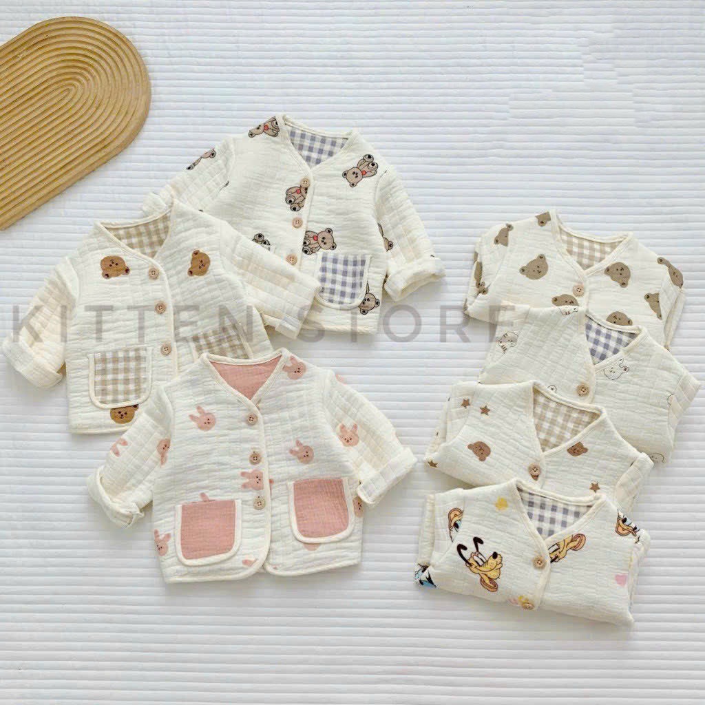 Áo khoác cho bé trai bé gái , Áo khoác vải xô trần bông mềm mịn và dày dặn cho bé