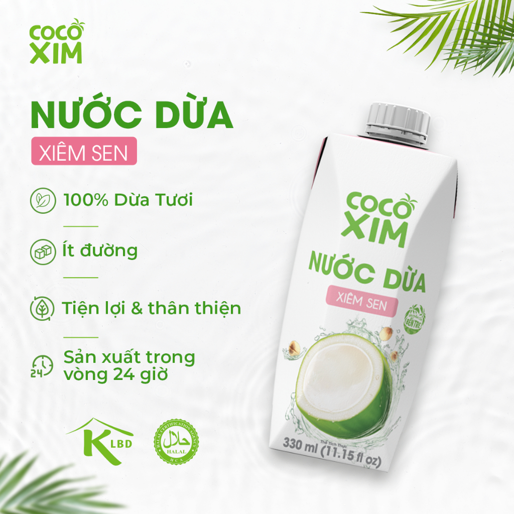 Combo Nước Dừa Cocoxim  7 ngày vui khỏe - 3 hộp Nước Xiêm Sen + 4 hộp Nước Dừa Xiêm Xanh 330ml/hộp