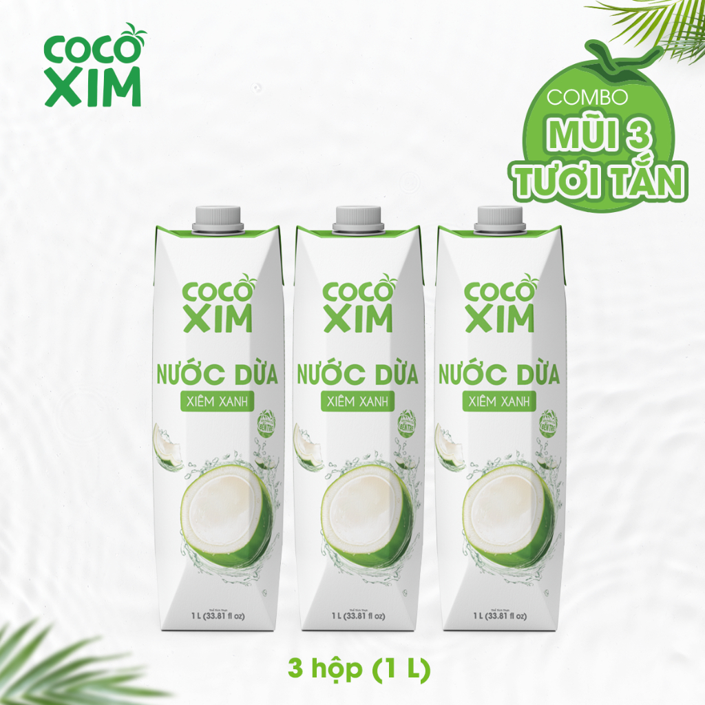 COMBO 3 MŨI TƯƠI TẮN- Dừa Cocoxim Xiêm Xanh/ Xiêm Sen 1000ml/hộp