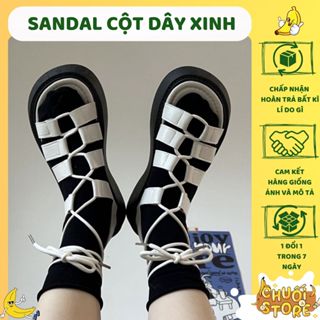 [SẴN+CÓ VIDEO] Giày Sandal Nữ Ulzzang bản cao cấp - Giày cột dây nữ cao 4 phân đi học đi chơi mang áo dài mẫu mới