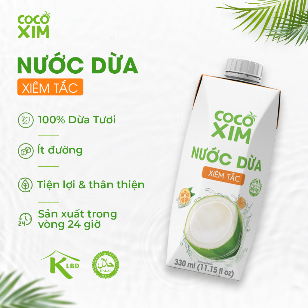 Combo Nước Dừa Cocoxim 12 ngày tươi mát - 4hộpDừa Organic+4 hộp Dừa Xiêm Tắc+4 hộp Dừa Dứa Non 330ml/Hộp