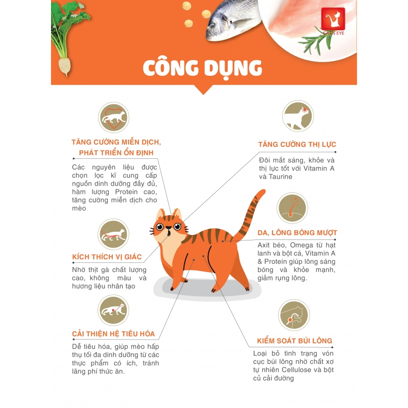Hạt Cat's Eye cho mèo mọi lứa tuổi túi 1kg zip trong