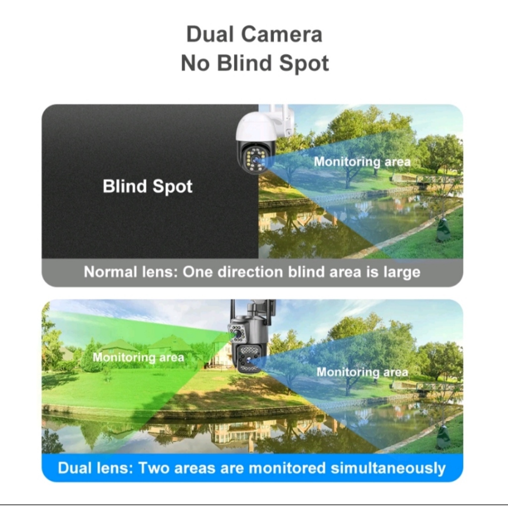 Camera 2 mắt quan sát V380 wifi không dây ngoài trời 4k ultra HD xoay 360 độ màu sắc ban đêm giao tiếp 2 chiều báo động
