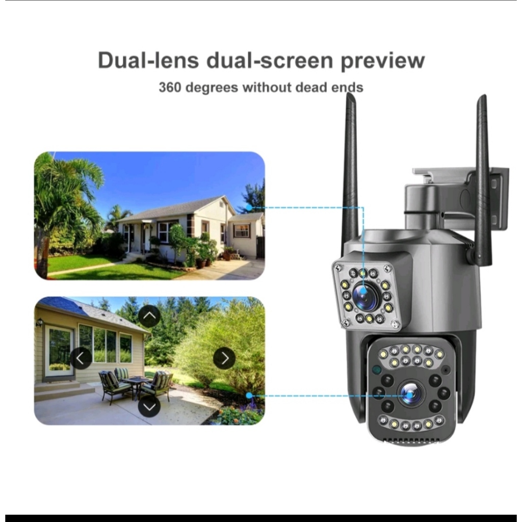 Camera 2 mắt quan sát V380 wifi không dây ngoài trời 4k ultra HD xoay 360 độ màu sắc ban đêm giao tiếp 2 chiều báo động