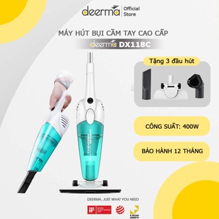 Máy hút bụi cầm tay Deerma DX118C máy hút bụi gia đình lực hút mạnh 14000Pa đa năng 3 đầu hút chuyên dụng