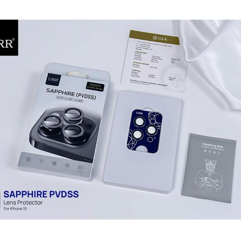 AUTOBOT URR SAPPHIRE PVDSS - Khung dán bảo vệ Lens Camera Smart Phone 15 Pro Max , cao cấp bằng Sapphire nguyên khối