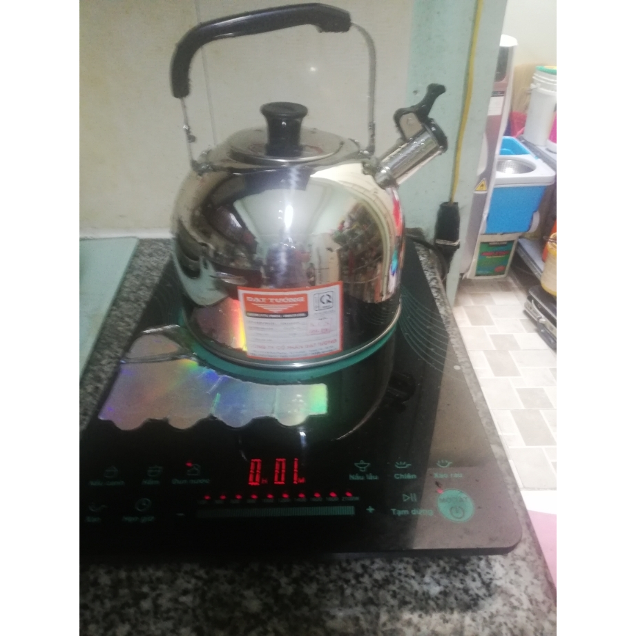 Ấm đun nước Inox đáy từ 5 lít 👉 H.Tech ✅ Đạt Tường có còi báo sôi