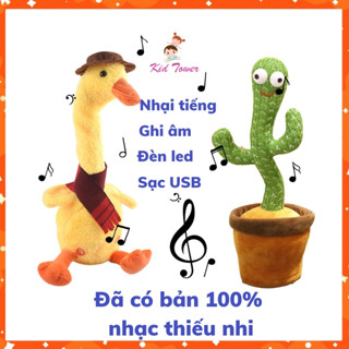 Vịt Nhại Giọng biết nói Cây Xương Rồng Linh Linh nhảy múa vui nhộn nhiều nhạc thiếu nhi, sạc pin, có đèn led cho bé
