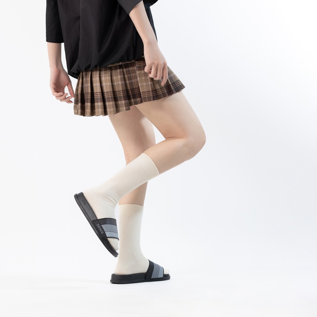 Dép quai ngang Denis SP12 Unisex Slipper Quai Đen sọc 3 màu Ngoài trời