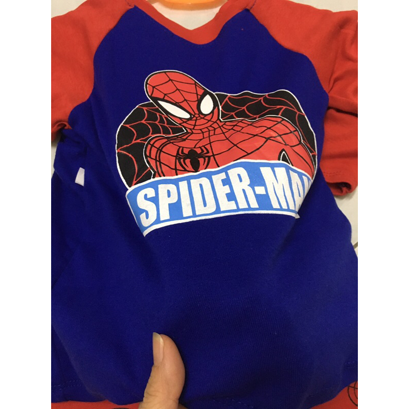 Bộ cotton bozip quần áo siêu nhân bé trai người nhện bộ dài tay thu đông bé trai