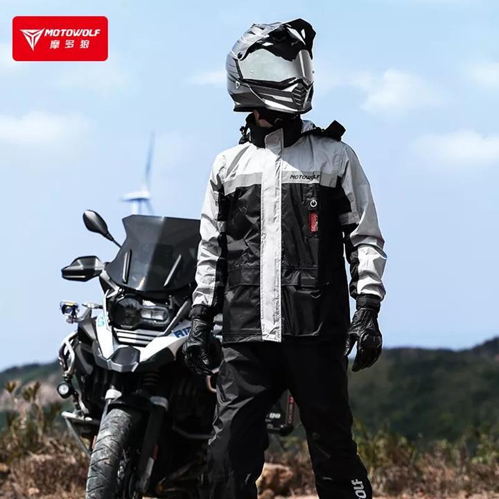 Áo Mưa Bộ Motowolf MDL 0402B – Tích Hợp Bọc Giày, Đèn Led