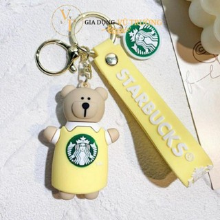 Móc khóa hình gấu Starbuck xe máy, treo ba lô, túi xách dễ thương
