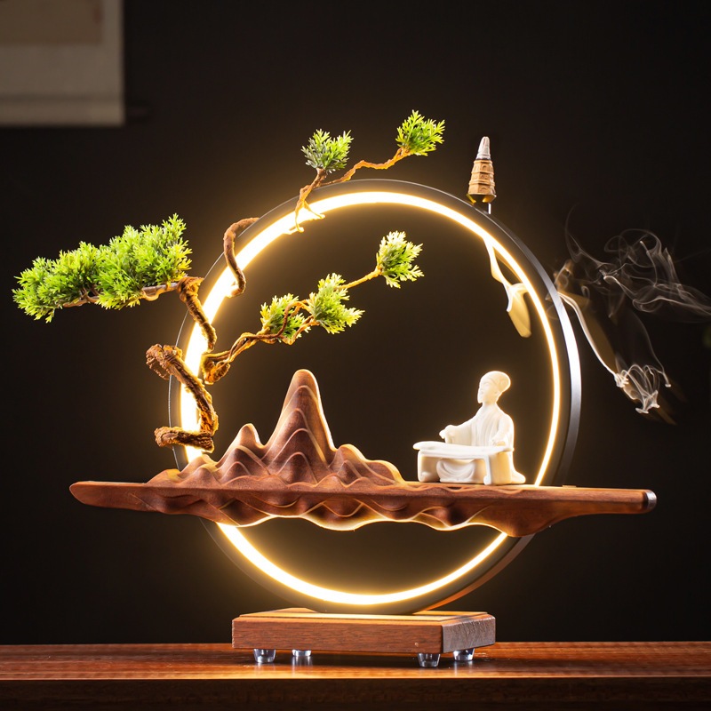 Thác Khói Nước Phong Thủy Trầm Hương Decor Đèn Led HÀNG LOẠI 1 Nhiều mẫu Tượng chú tiểu, Phật, Bồ Tát GỐM SỨ CAO CẤP