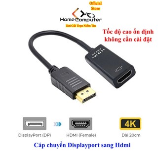 Cáp Chuyển Displayport sang Cổng HDMI 4K & Full HD, Display port to hdmi hình ảnh sắc nét, không cần cài đặt