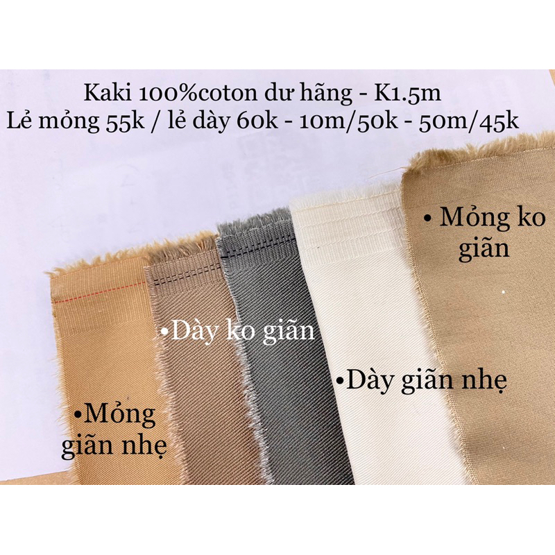 [VAIHOA2015] Vải Kaki chất đẹp 100%coton - Giãn nhẹ (DƯ HÃNG)