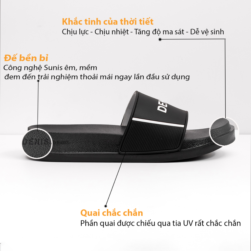 Dép quai ngang chất liệu PVC êm nhẹ KA02 Màu Đen Viền trắng Cá Tính Mùa hè