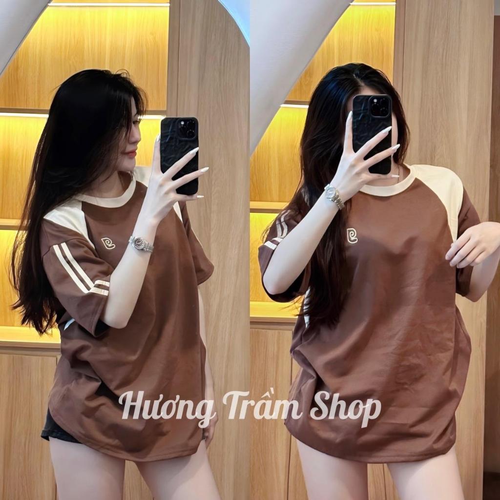 Áo Thun Cotton 3158 - Chữ g Thêu Phối Tay Sọc Vai , Form 40-75kg