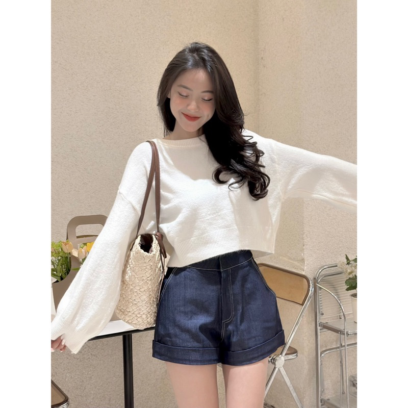 Áo Len Crop - 178 - Trơn - FR - Tay Dài