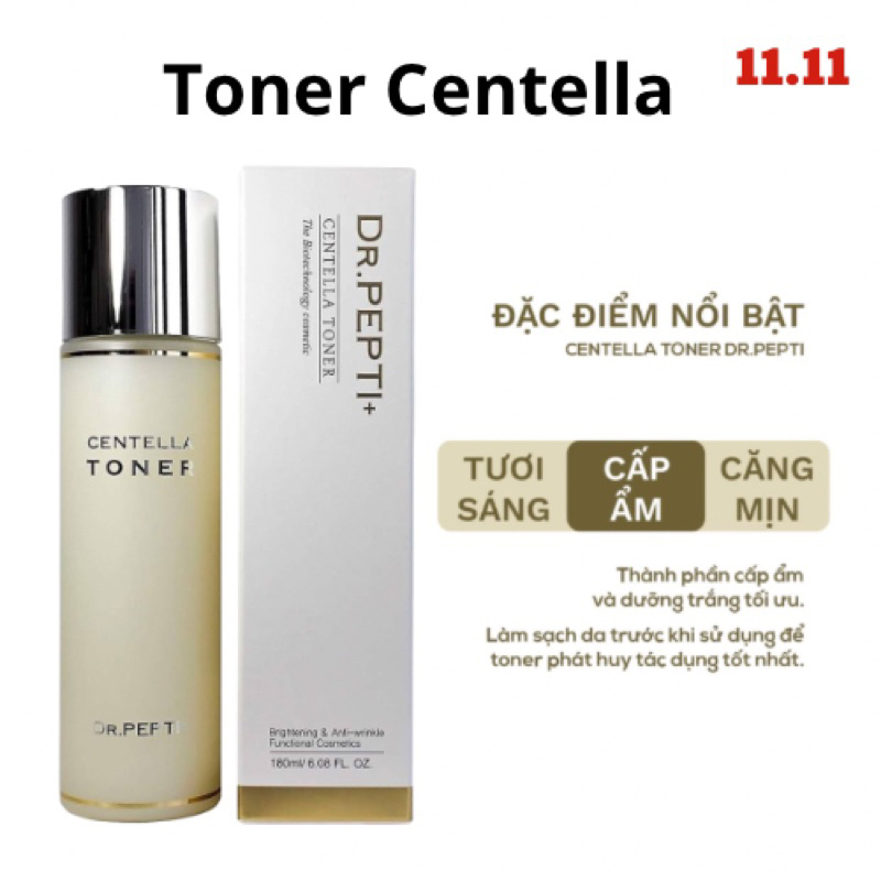 Toner Dr.Pepti Centella Toner Dưỡng Da Căng Bóng 180ml Chính Hãng Hàn Quốc  hàng chính hãng lỗi 1 đổi 1