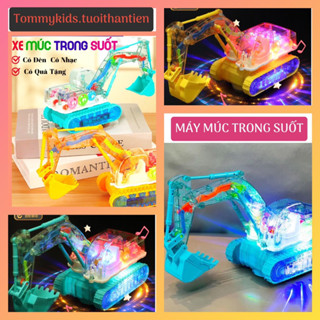  Đồ chơi trẻ em xe cần cẩu ,máy xúc chạy PIN trong suốt có đèn có nhạc âm thanh ánh sáng chạy bằng PIN 