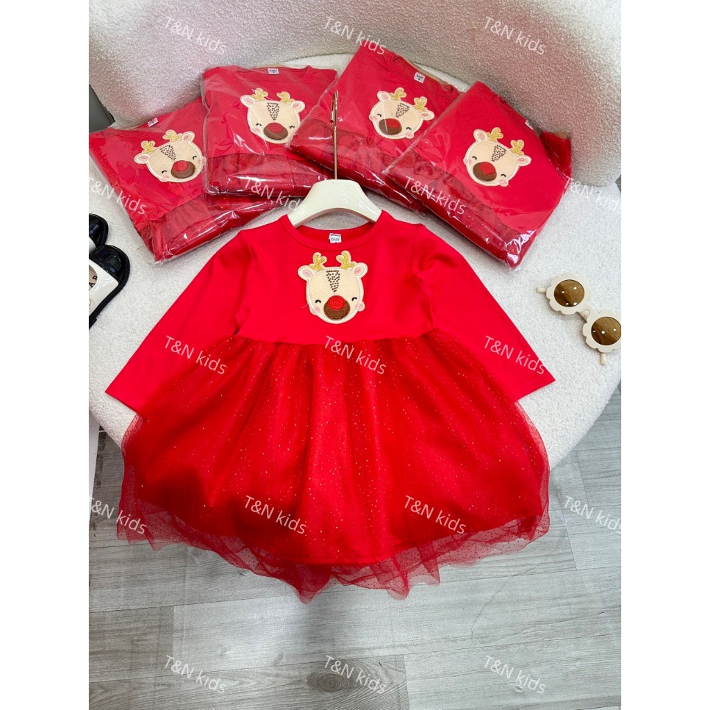 Váy bé gái - đầm noel dài tay mẫu mới mùa thu đông 2023