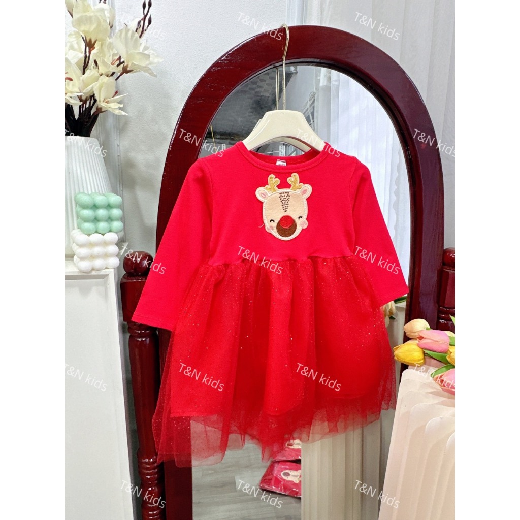 Váy bé gái - đầm noel dài tay mẫu mới mùa thu đông 2023