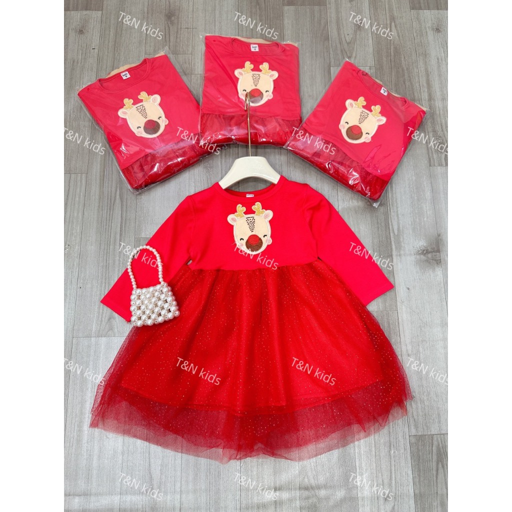 Váy bé gái - đầm noel dài tay mẫu mới mùa thu đông 2023