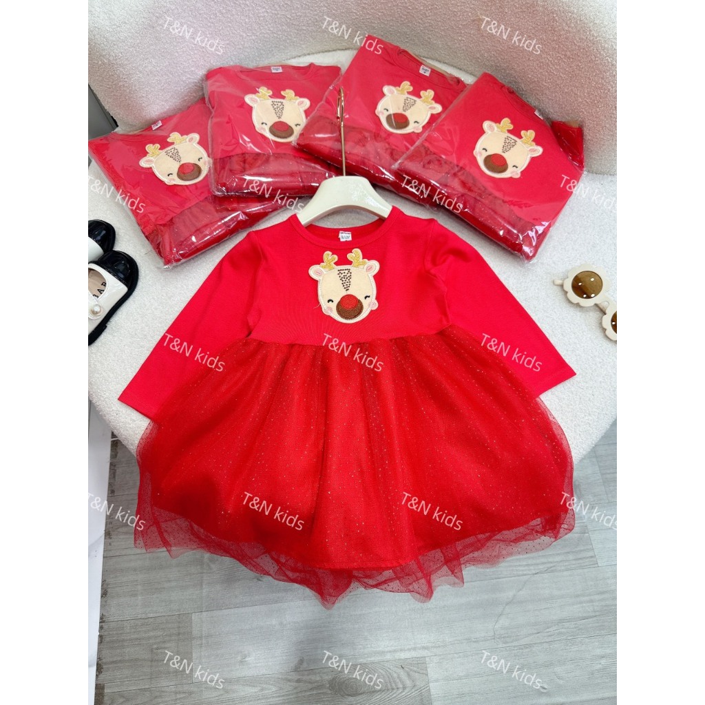 Váy bé gái - đầm noel dài tay mẫu mới mùa thu đông 2023