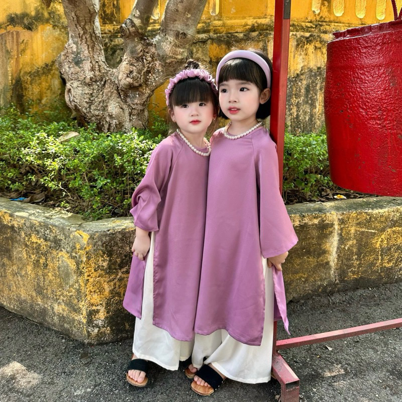 Áo Dài Bé Gái CELINA D21 Áo Dài Cách Tân Cho Bé Gái Tặng Kèm Bờm Chất Liệu Lụa Ngọc Trai Cao Cấp