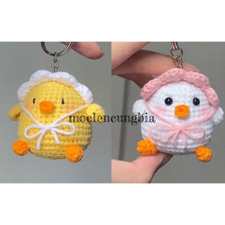 Móc khoá len gà bông, gà tiểu thơ handmade
