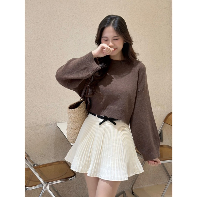 Áo Len Crop - 178 - Trơn - FR - Tay Dài