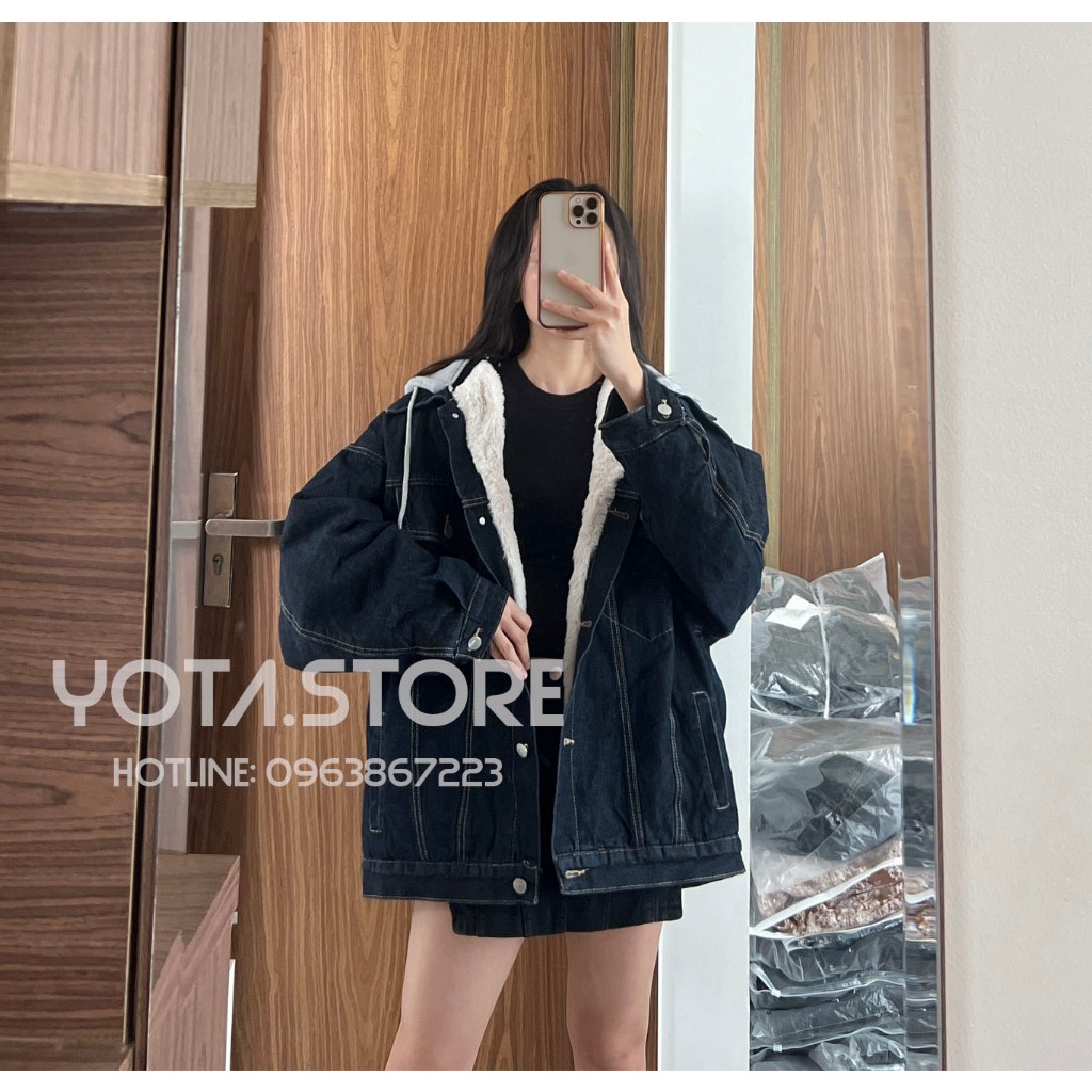 Áo khoác jeans mũ lót lông - G108