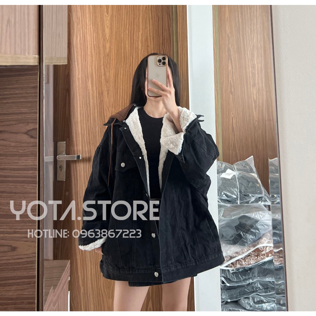 Áo khoác jeans mũ lót lông - G108