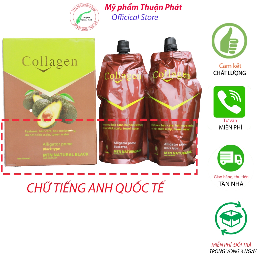 Nhuộm đen bơ loại 1, chữ tiếng anh 2*500ml